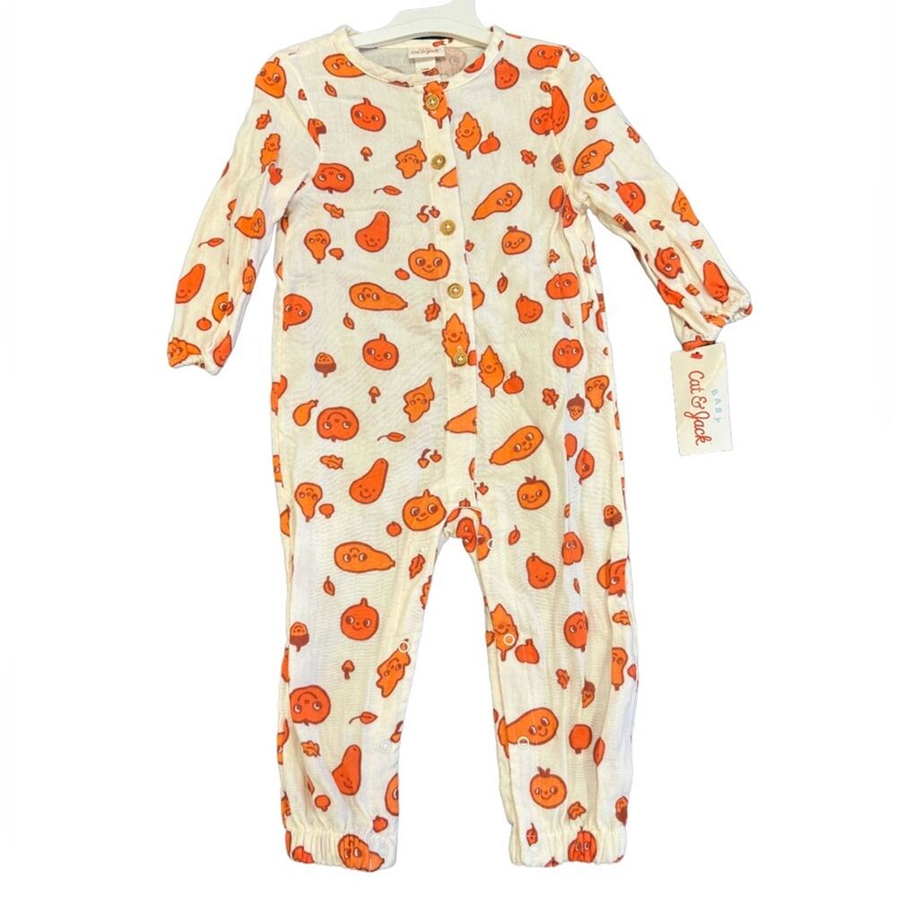 Cat & Jack Gauzy Fall Leaves Romper Size 12M